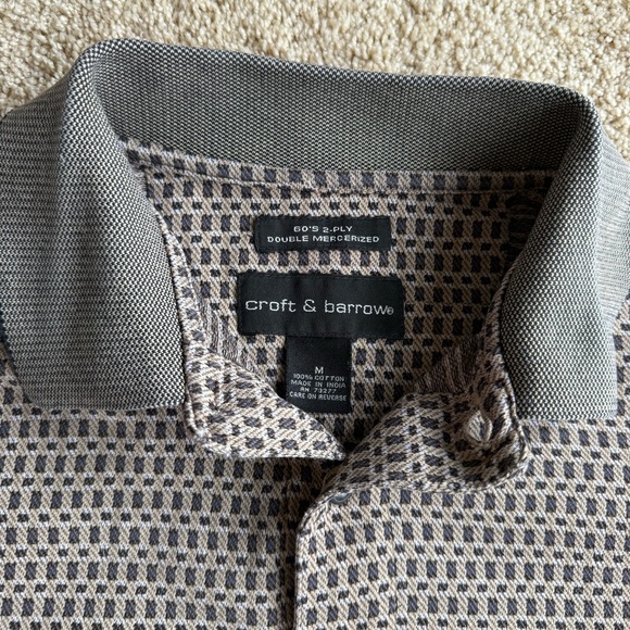 Croft & Barrow Men’s Polo Shirt Gray Pattern 100% Cotton Size M - Picture 2 of 6